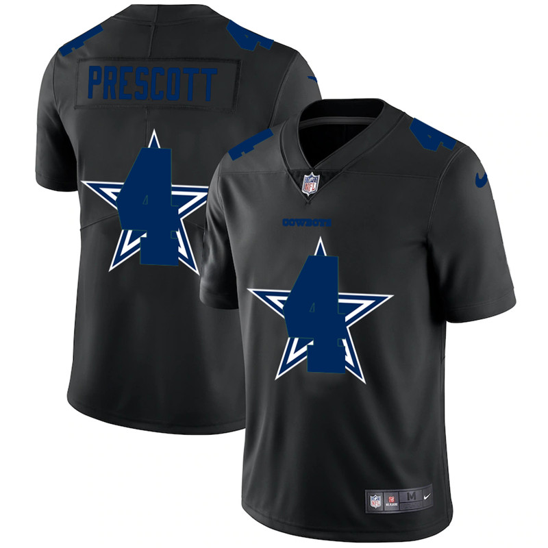 Men's Dallas Cowboys #4 Dak Prescott Black Shadow Logo Limited Stitched Jersey
